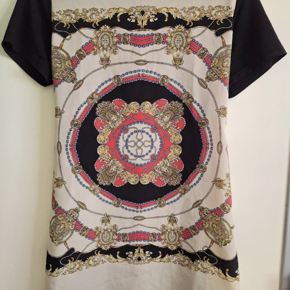 Silk Summer Dress Mare Monte Floral Mini Lightweight Vacation Resort Size L